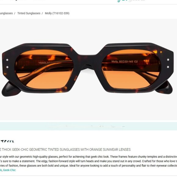 "MOLLY" TORTOISE GEOMETRIC SUNGLASSES - Picture 6 of 14